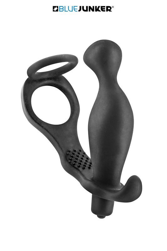 Ce double cockring et son stimulateur prostatique vibrant BLUE JUNKER est fabriqué en silicone de qualité premium. Se...