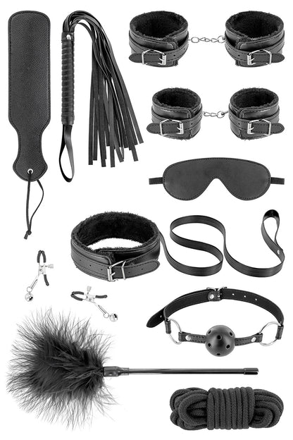 Coffret contenant 10 accessoires BDSM de la marque Fetish Tentation. Ce kit Fetish SM contient contient tout le néces...