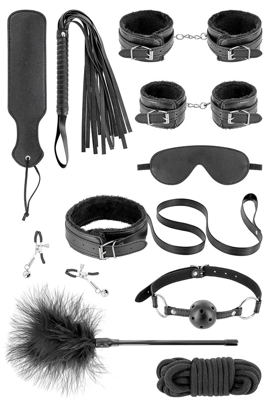Coffret contenant 10 accessoires BDSM de la marque Fetish Tentation. Ce kit Fetish SM contient contient tout le néces...