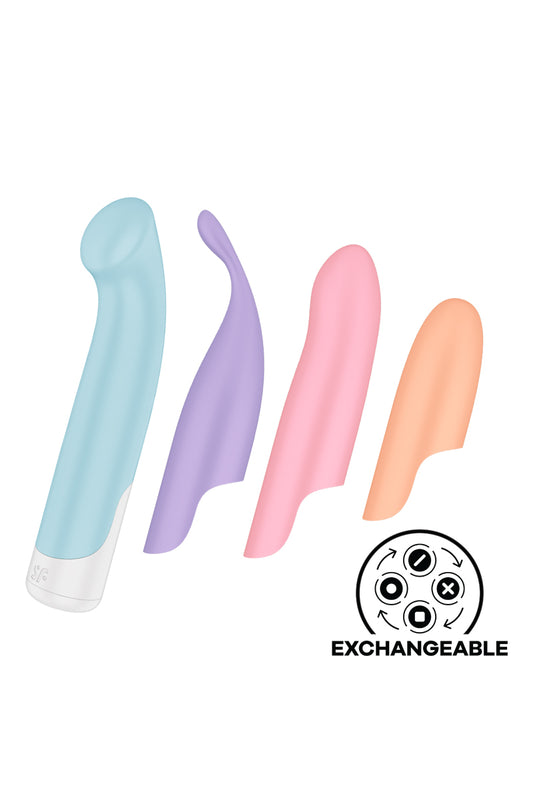 Composé d' un vibro bullet + quatre embouts de stimulations interchangeables en silicone médical ultra doux, le coffr...