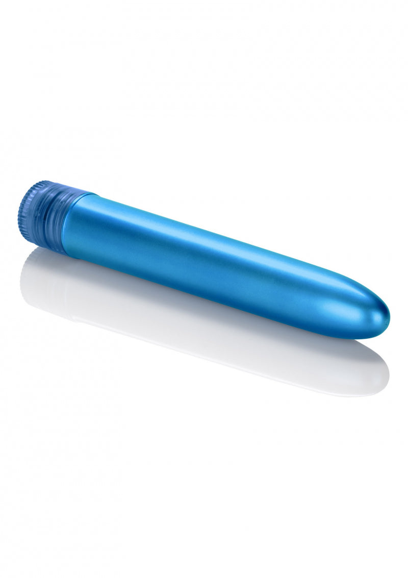 La marque Calexotics présente le vibro Metallic Shimmer bleu, un sextoy lisse à la forme bombée intemporelle et au de... - vue 4