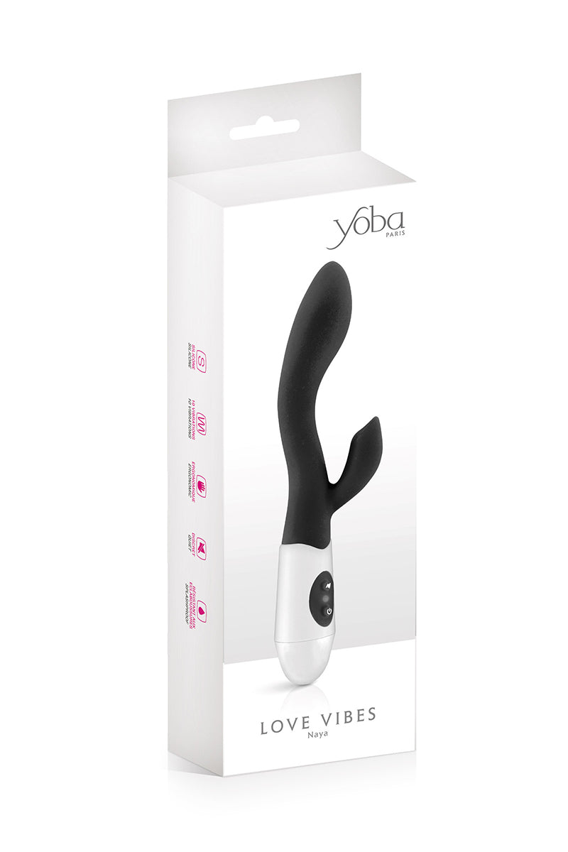 Vibromasseur Rabbit Naya noir de la marque Yoba, offrant 10 modes de vibrations et une triple stimulation : clitoris,... - vue 2
