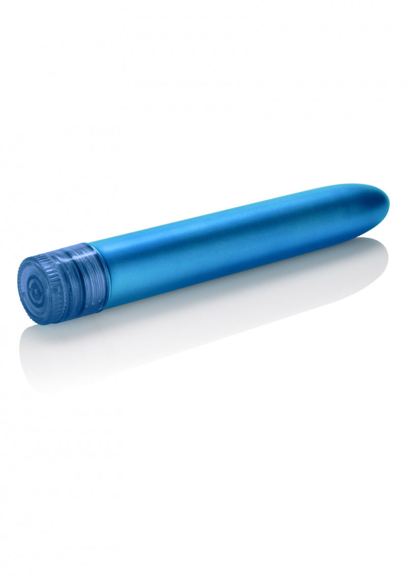 La marque Calexotics présente le vibro Metallic Shimmer bleu, un sextoy lisse à la forme bombée intemporelle et au de... - vue 2