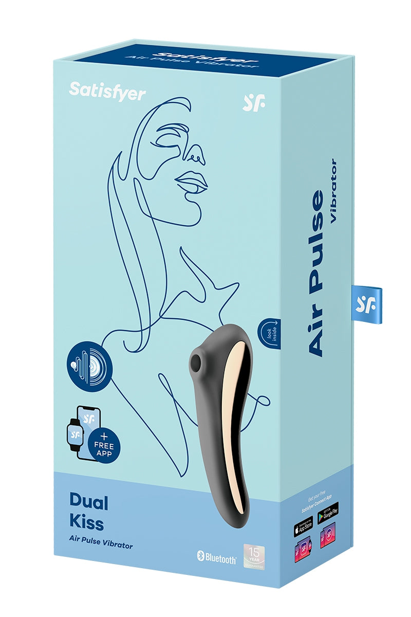 La marque Satysfier propose le stimulateur féminin Dual Kiss noir qui offre une stimulation différente selon l'extrém... - vue 3