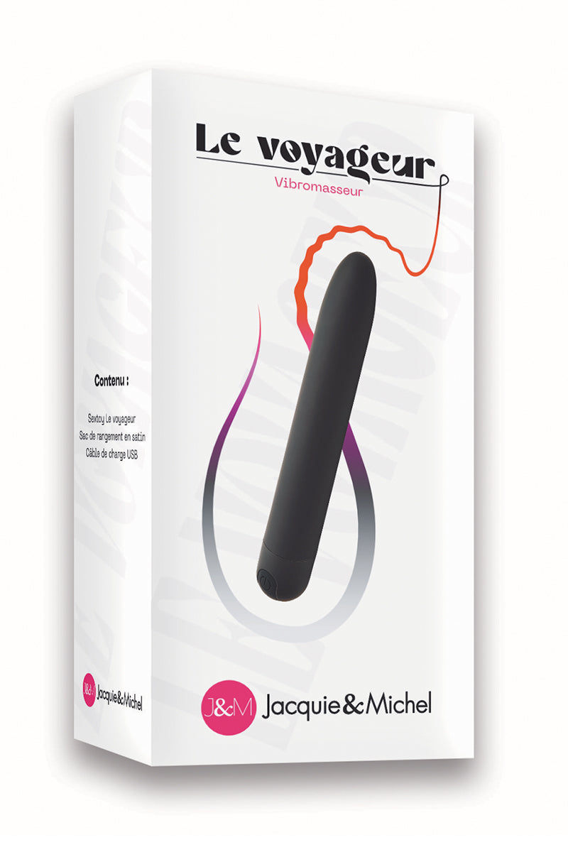 La marque Jacquie et Michel propose Le voyageur, un vibro rechargeable de 18 cm de long, en silicone et ABS, doté d'u... - vue 3